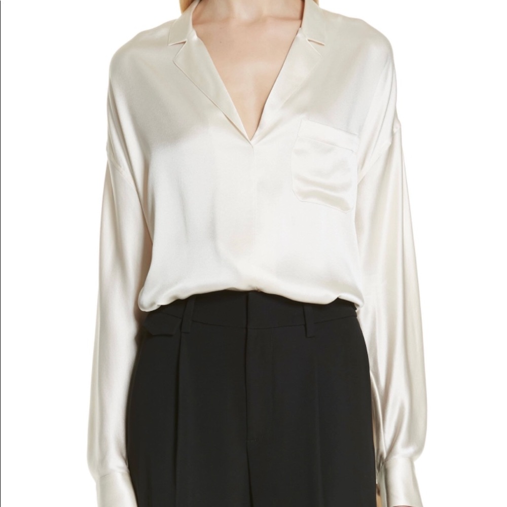Vince Long Sleeve Silk Blouse